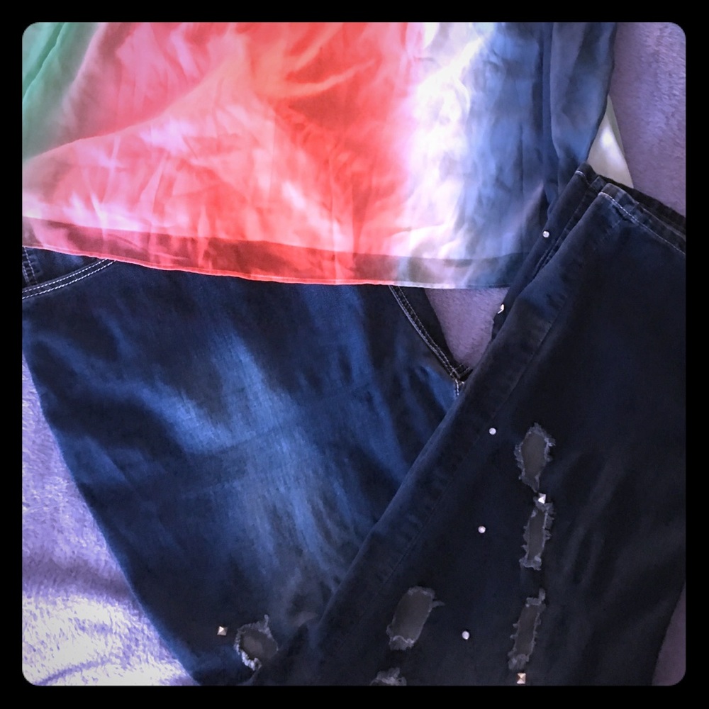 Ashley Stewart deconstructed jeans